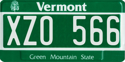 VT license plate XZO566