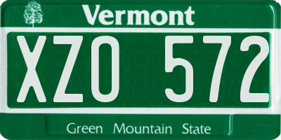 VT license plate XZO572