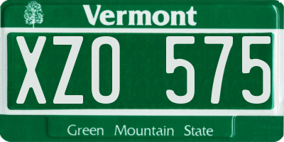 VT license plate XZO575
