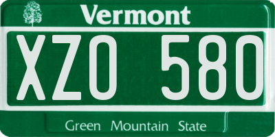 VT license plate XZO580