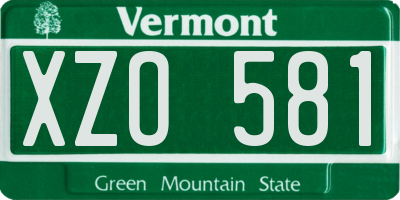 VT license plate XZO581