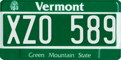 VT license plate XZO589