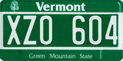 VT license plate XZO604