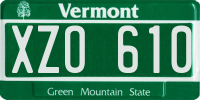 VT license plate XZO610