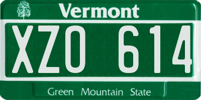 VT license plate XZO614