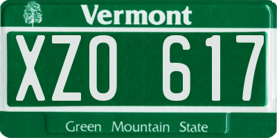 VT license plate XZO617