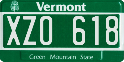 VT license plate XZO618