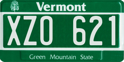 VT license plate XZO621