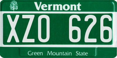 VT license plate XZO626