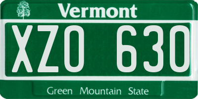 VT license plate XZO630