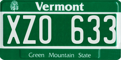 VT license plate XZO633