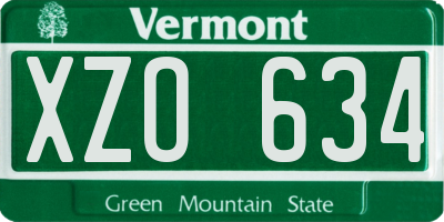 VT license plate XZO634