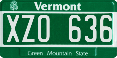 VT license plate XZO636