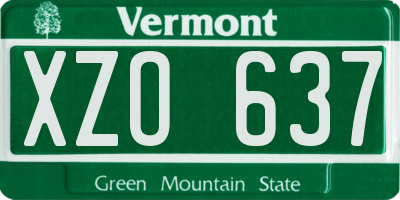 VT license plate XZO637