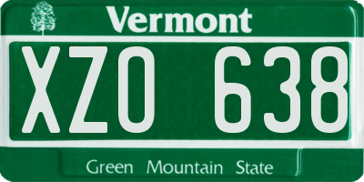 VT license plate XZO638