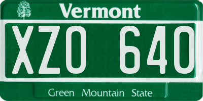 VT license plate XZO640