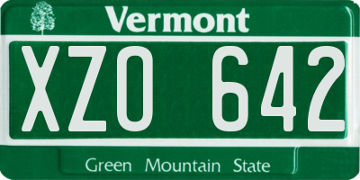 VT license plate XZO642