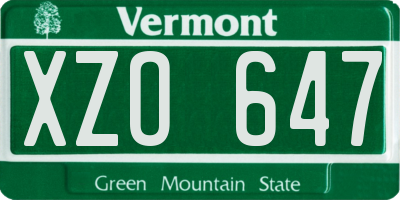 VT license plate XZO647