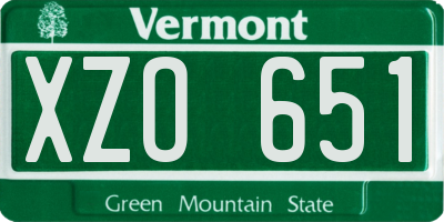 VT license plate XZO651