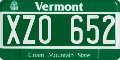 VT license plate XZO652