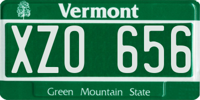 VT license plate XZO656
