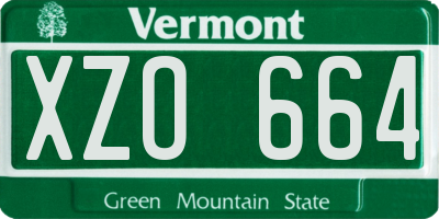 VT license plate XZO664