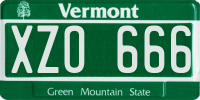 VT license plate XZO666