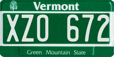 VT license plate XZO672