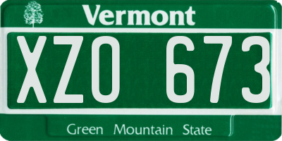 VT license plate XZO673