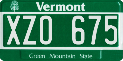 VT license plate XZO675