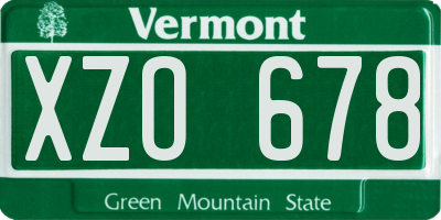 VT license plate XZO678