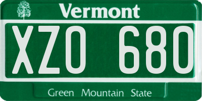 VT license plate XZO680