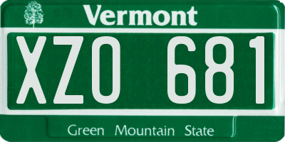 VT license plate XZO681