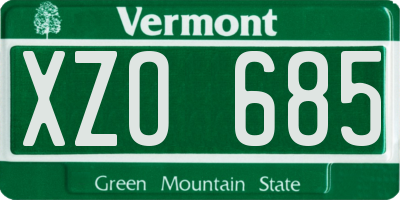 VT license plate XZO685