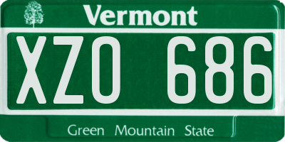 VT license plate XZO686