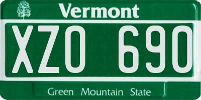 VT license plate XZO690