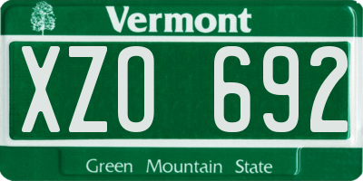 VT license plate XZO692