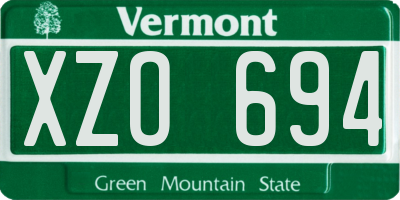 VT license plate XZO694