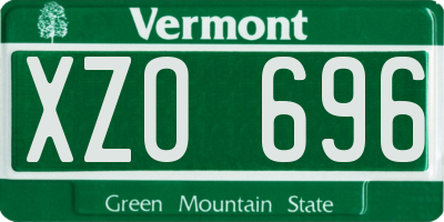 VT license plate XZO696