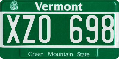 VT license plate XZO698