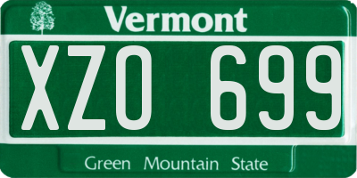 VT license plate XZO699