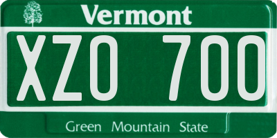 VT license plate XZO700