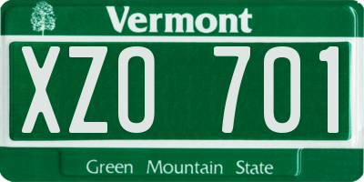 VT license plate XZO701