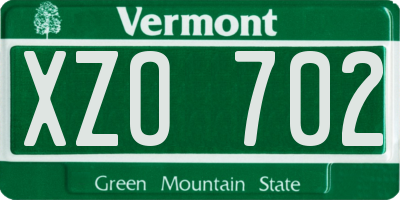 VT license plate XZO702
