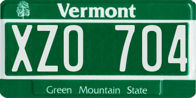 VT license plate XZO704
