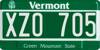 VT license plate XZO705