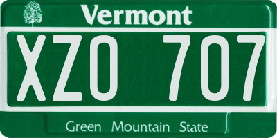 VT license plate XZO707
