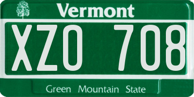 VT license plate XZO708