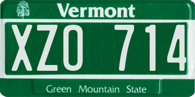 VT license plate XZO714