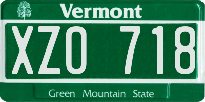 VT license plate XZO718